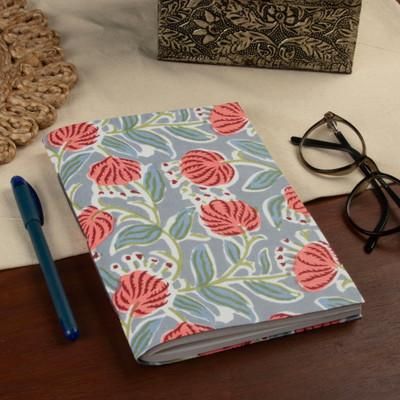 'Spring-Patterned Blue and Red 100% Cotton 80-Page Journal'