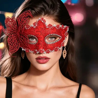 Lace Mask Eye Mask, Fashion Sexy Red Half Face Masquerade Mask for Women and Men, Party Cosplay Role Play Accessories