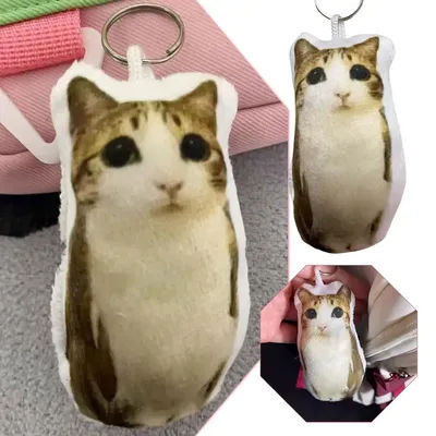 1/2pcs Cute Meowl Cat Plush Keychain Creative Meowl Plush Charm with Sound Interactive Cat Squeeze Toy Backpack Decor Gift