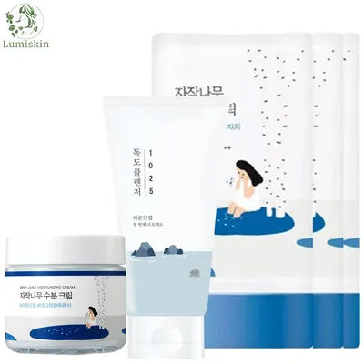 ROUND LAB Cleanser+Moisturizing Cream Deep Hydrating Face Moisturizer Cleansing and Makeup Removal Reduces Sebum Skin Care