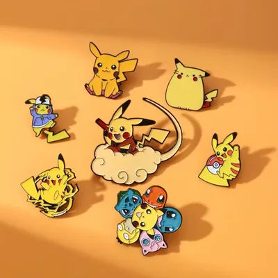 Pokémon Pinch Pikachu Metal Badge Anime Cartoon Clothing Pen Case Backpack Accessories