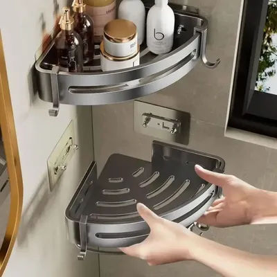 1/2/3Pcs Portable Punch-free Bathroom Shelves Triangle Wall-mounted Kitchen Storage Rack Save Space Large Capacity Soap Rack