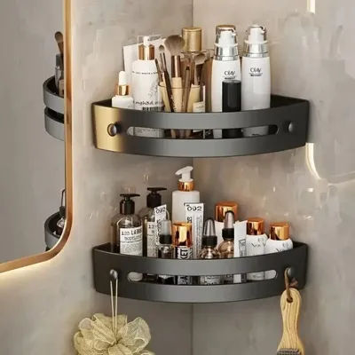 1/2/3Pcs Portable Punch-free Bathroom Shelves Triangle Large Capacity Bathroom Corner Shelf Save Space Wall-mounted Soap Rack