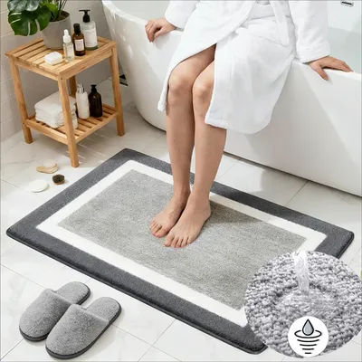 Plush Bathroom Rugs Soft Super Absorbent Microfiber Bath Non-slip Mats Machine Washable Shaggy Carpeta Shower Foot Floor Mat