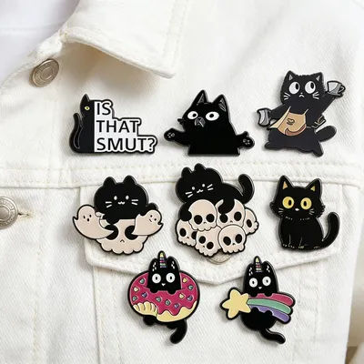 1Pc Cute Cat Pin Lapel Pins Badge on Backpack Clothing Accessories Funny Jewelry Gifts For Cat Lovers Friends