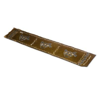 Tortoise March,'Tortoise-Themed Cotton Table Runner from Ghana'