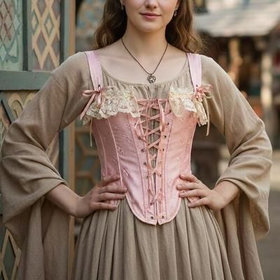 Medievale Rinascimento Corsetto Corpetto Fata Nobildonna Jacquard Allacciato Floreale Costume Per donna Reale Halloween Carnevale Casual Quotidiano Fiera Rinascimentale LARP Adulti Corsetto Primavera