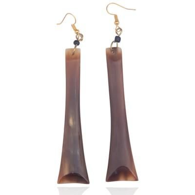 'Hand-Carved Bohemian Bar Earrings with Recycled Glass Beads'