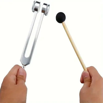 Diapason Miwayer 128 Hz pour la thérapie sonore, la réduction du stress, les tests d'émissions otoacoustiques et l'examen des oreilles (marteau et clé inclus)