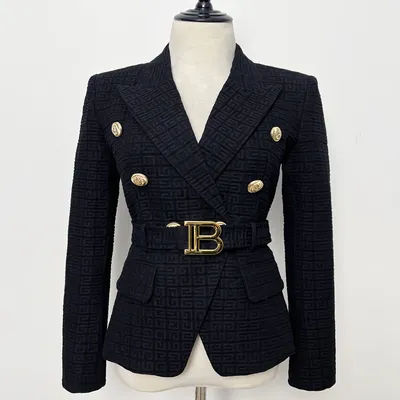 S-5XL2022 printemps et automne nouvelle mode de haute qualité petit costume B Home Lion bouton court noir et blanc Jacquard veste Blazers