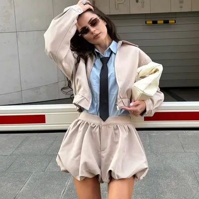Talenza femmes Shorts 2 pièces ensemble mode haute rue veste haut plissé jupe courte ensemble nouveau Look de fête automne femme ensemble Short et haut