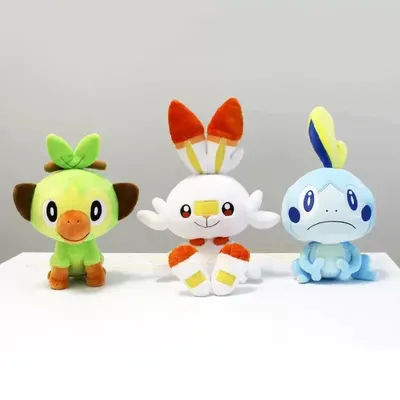 Pokemon Anime Figurine 23–38 Cm Tomy Plush Sword & Shield SCorbunny, SObble, GRookey Cartoon Plush Toys Gifts