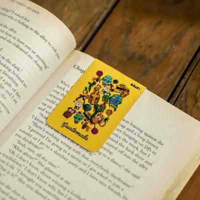 'Guatemalan Culture-Themed Magnetic Paper Bookmark in Yellow'