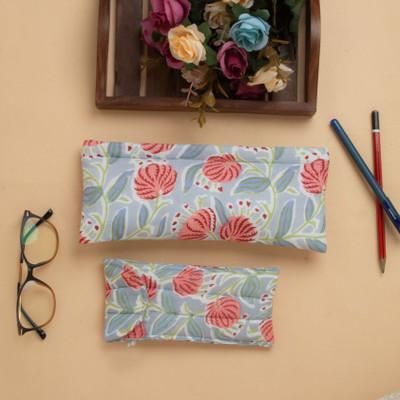 'Floral-Themed Cotton Pencil and Eyeglass Case 2-Piece Set'