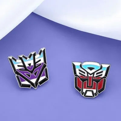 Lot de 2 épingles en émail et broches en cuivre peintes, thème Robot transformable de film (Megatron, Skyreach, Pillar), badges de col pour hommes, badges Vroom, médailles