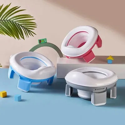3 in 1 Travel Toilet Seat Foldable Blue Children Potty With BagsPortable Silicone Baby Pot Baby Potty Training Seat