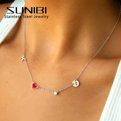 SUNIBI Colorful Rhinestone Customized Stainless Steel Constellation Necklace Gold-plated Fashion Waterproof Jewelry Gift