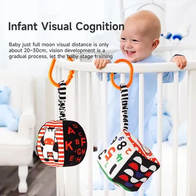 Baby Hanging Rattles Toys Black and White Visual Grab Ability Training Toy Infant Stroller Baby Bed Wind Chimes Toy Newborn Gift