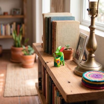 Green Paws,'Floral Alebrije Dog Figurine Hand-Carved from Copal Wood'