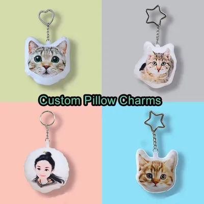 Custom Pillow Keychains Cartoon Cat Photo Car Llavero Customized Anime Charms Personalized Keychains for Women Girl Baby Gift