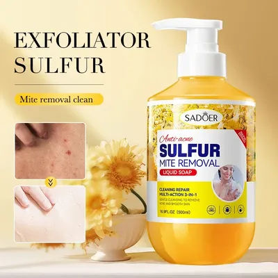 500ml Deep Cleansing Sulfur Mite Removal Body Wash Oil Control Shower Gel Bath and Body Cleansers