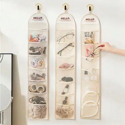 1pc Hanging 7-compartment storage pouch for glasses, hair accessories, watch