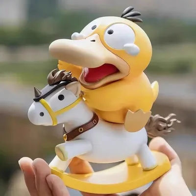 Pokemon Psyduck Rocking Horse GK Anime Figures Desktop Car Ornament Model Doll Statue Collectible Holiday Toy Surprise Gift