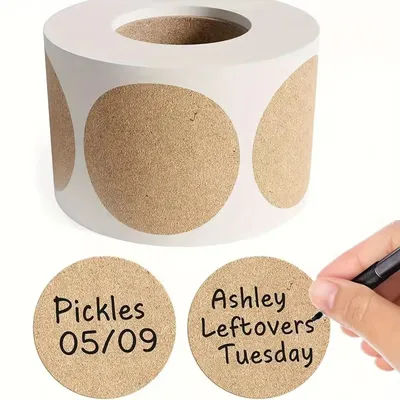2.5/3.8/5cm 500pcs/1 Roll Kraft Round Self-Adhesive Label Paper Items Classification Name Stickers Personalized Labels Stickers