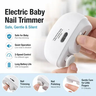 Electric Nail Clipper Grinding and Polishing with Light Automatic Nail Trimmer Rechargeable Nail Cutter Manicure for Baby Adult