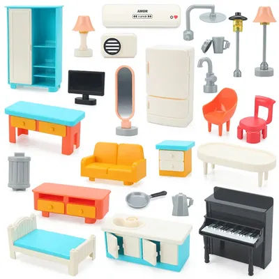 Big Building Block Mini Furniture Play House Compatible Duploed Accessories Assembly Parts Toys For Children