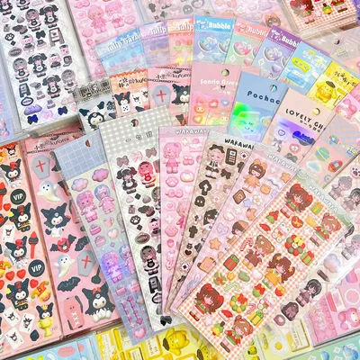 SKYSONIC 3/4/5/6 PCS Full Set BOBO Decor Stickers Journal Scrapbooking Sticker Idol Kpop DIY Stationery Or Phone Sticker