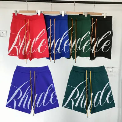 Shorts en laine Rhude décontractés streetwear pour hommes et femmes, shorts en tricot jacquard de haute qualité