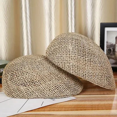 Casquette de newsboy en paille tressée pour senior, chapeau de soleil façonné fait main pour l'extérieur