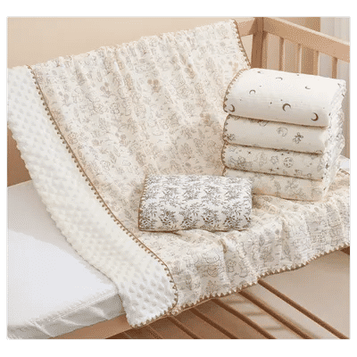 Newborn Baby Blanket Minky Muslin Swaddle Wrap Blankets Cotton Receiving Blanket For Bed Crib Quilt Boys Girls Toddler Blanket