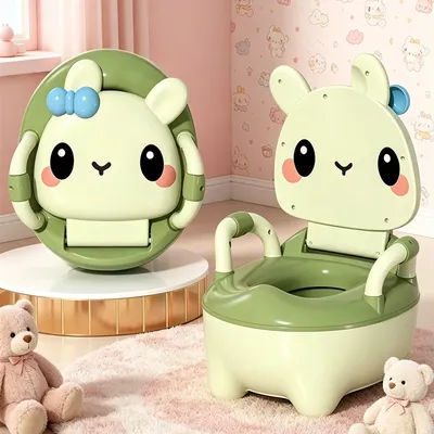 Upgraded Cute Rabbit Baby Toilet Children's Potty 1-6 Years Old Seat Baby Potty Portable Stool Boys & Girls Safe Trainer Seat WC