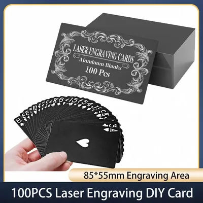100Pcs CNC Laser Engraving Machine DIY Card Aluminum Blank Metal Business Card 85*55mm Engraving Area for Laser Marking Machine