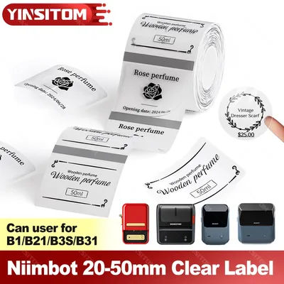 Niimbot B1 B21S B21PRO Transparent Label Portable Mini Printer 30-50mmThermal Paper Adhesive Labels For B3S/B203 Niimbot Printer