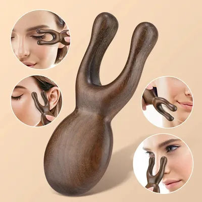Sandalwood Wooden Gua Sha Tool - Facial Head Nose Eye Massage Acupressure Tool for Face Myofascial Relief