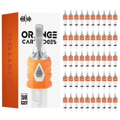 DM 50PCS Mixed Disposable Orange Cartridge Tattoo Needles Professional Sterilized Safety Cartridge Needle With Membrane System