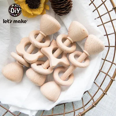Let'S Make 1pc Cone Type Beech Wooden Baby Rattle Baby Rattles Crib Mobiles Wood Infant Bpa Free Baby Teether Toys Baby Rattle