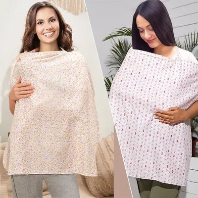 1 Piece All-Season Breathable Nursing Cover with Curved Neckline, for Moms' Daily Breastfeeding and Baby Coverage