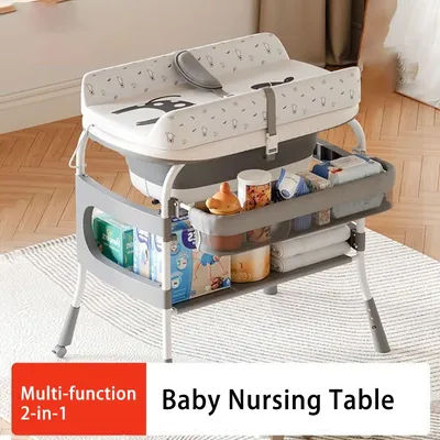 2-in-1 Baby Nursing Table Baby Diaper Care Station Multi-Functional Newborn Function Foldable Baby Care Table Nurses Bath Tables