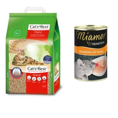 Cat's Best Original lettiera per gatti + 135ml bevanda per gatti Miamor Trinkfein gratis! - 20 l (ca. 9 kg)