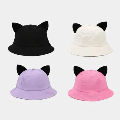 Chapeau de pêcheur en coton à oreilles de chat, mignon et respirant, protection solaire pour femme