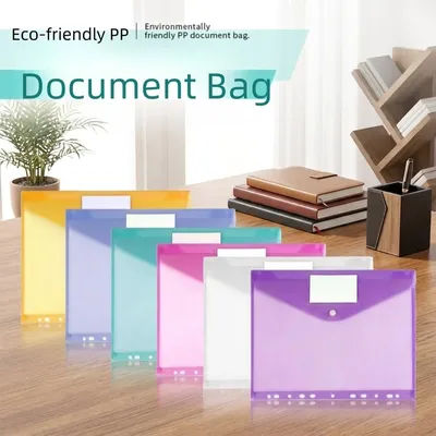 New High Quality 6 pcs Simple Design Plastic Binder Folders A4 11 Holes Punched Pockets Snap Closure Clear Binder Pocket School