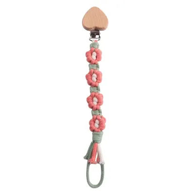 Beech Wood Baby Flower Nipple Soother Clip Hand Woven Cotton Cloth Pacifier Chain For Baby Supplies Chewable Care Teether Toys