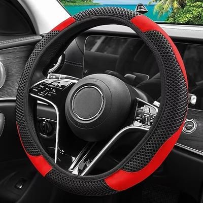 Coprivolante sportivo universale da 15 pollici per auto, in rete traspirante a nido d'ape. Accessorio per interni auto in pelle, antiscivolo e con impugnatura confortevole, adatto alla maggior parte