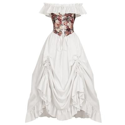 Retrò Vintage Medievale Rinascimento Vestito Senza maniche Principessa Corsetto Floreale Costume Per donna Fantasia Halloween Carnevale Fiera Rinascimentale LARP Adulti Vestito Primavera Estate
