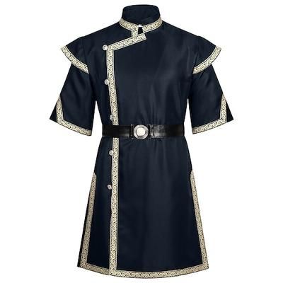 Retrò Vintage Medievale Rinascimento Cintura in Vita Tunica Principe Guerriero Collo alla coreana Costume Per uomo Fantasia Halloween Carnevale Fiera Rinascimentale LARP Adulti Top Cintura