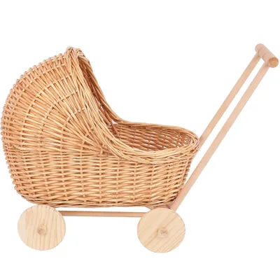 Newborn Photography Wicker Stroller with Wooden Chassis Doll Pram Baby Girl Gift Basket Baby Shower Decor Photo Accessories